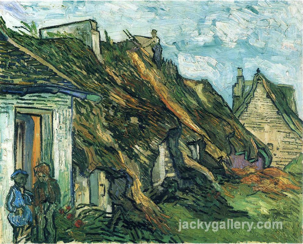 Thatched Sandstone Cottages in Chaponval, Van Gogh painting